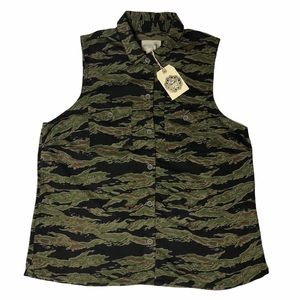 Obey Tiger Camo Lightweight Sleeveless Button Up